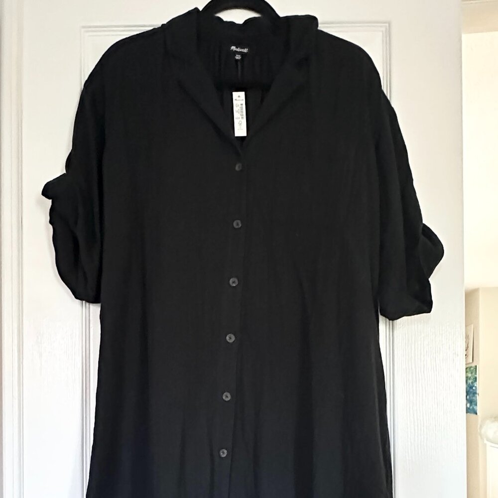 Brand New Madewell Lighstpun Maxi Shirtdress in Black XXS